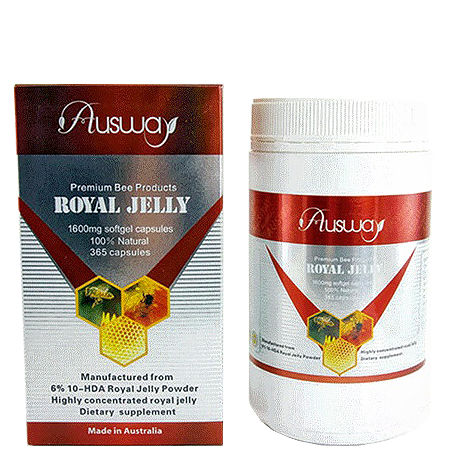 Ausway Royal Jelly 1,600 mg 6 % 10 HDA / Premium Bee Products 365 Soft Capsules นมผึ้งเข้มข้น